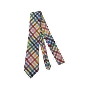 Lands End Kids 100% Cotton Tie Rainbow Plaid USA 52”x2.75”